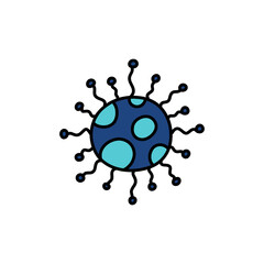 virus doodle icon, vector colour line illustration