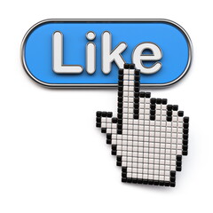 Finger cursor on like button 3D
