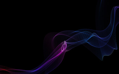 Dark abstract background with a glowing abstract waves