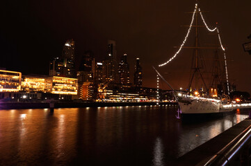 Cityscape of  Puerto Madero at night, Buenos Aires,  Argentina