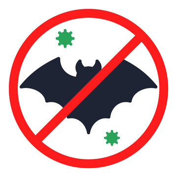 Stop Bat Virus Flat Icon Isolated On White Background