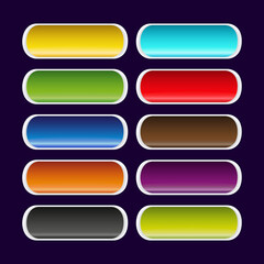  Buttons set. Vector GUI asset collection for game and app. UI kit asset 2D graphic content
