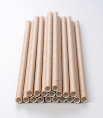 Paper straws on a white background