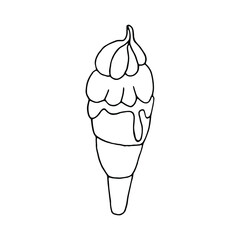 Hand drawn label with ice cream.Ice Cream  Art Vector Icon On White Background.Hand drawn ice cream icon.Can use for menu,greeting card, websites,product design,logo,T-shirt,poster