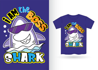 Cute shark cartoon illustration for t shirt