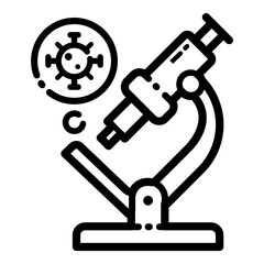 Microscope Covid Flat Icon Isolated On White Background