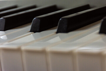 Teclas brancas e pretas do piano