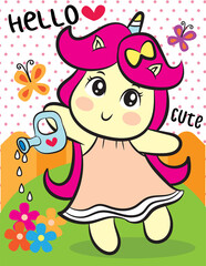 Cute little unicorn cartoon for t shirt