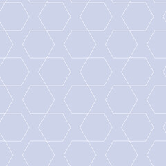 abstract simple white blue background hand drawn linear hexagons vector seamless pattern design