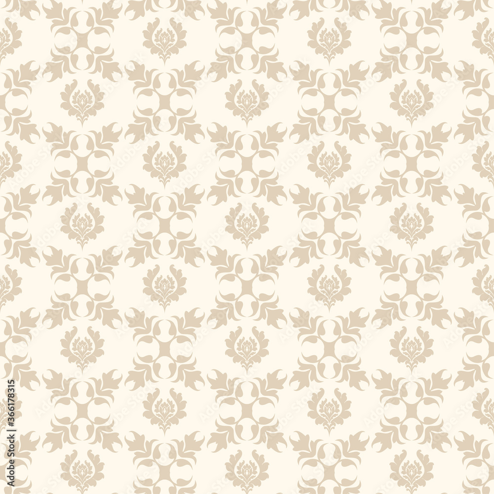 Sticker Ornament background pattern. Beige texture wallpaper. Seamless Damask pattern for fabric, tiles, interior design or wallpaper. Background vector image