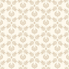 Ornament background pattern. Beige texture wallpaper. Seamless Damask pattern for fabric, tiles, interior design or wallpaper. Background vector image