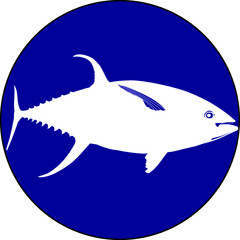 White silhouette yellowfin tuna icon