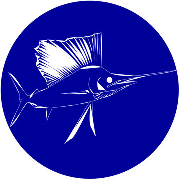 recommend clip art: Outline swimming sailfish design icon