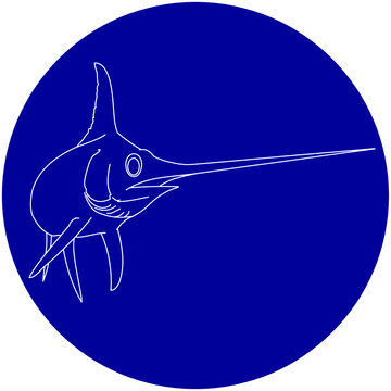 recommend clip art: White outline swordfish icon