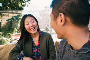 Asian couple spending good time together.