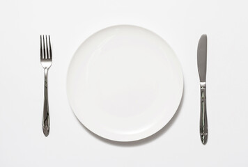 knife and fork with plate
