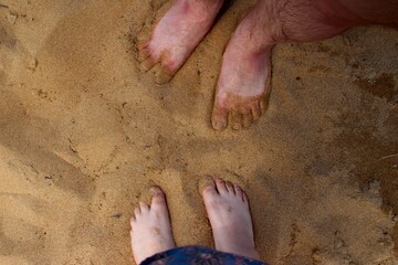 bare feet on wet sand