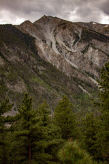 Mount Antero of the Rocky Mountains in San Isabel National Forest in Chaffee County, Colorado, USA on a dark and cloudy day
