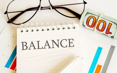 Business reports, blank paper sheet, glasses and charts - directly above view of office table...