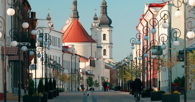 Pinsk, Brest Region, Belarus. Cathedral Of Name Of The Blessed Virgin Mary And Monastery Of The Greyfriars. Famous Historic Landmarks