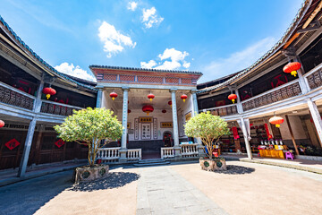 The Hakka Tulou Prince Zhencheng Building in Yongding, Fujian in summer