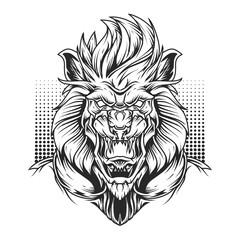 Lion Head Line Art Illustration