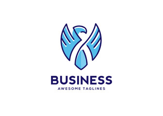 unique line art of  blue eagle color logo vector concept