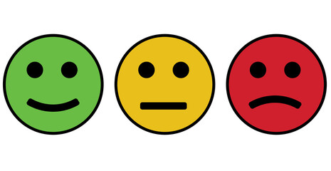 Happy bored and sad smiley circle face icons