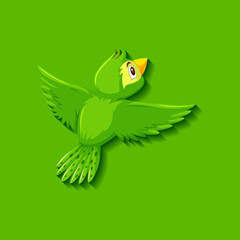 Cute green bird cartoon character