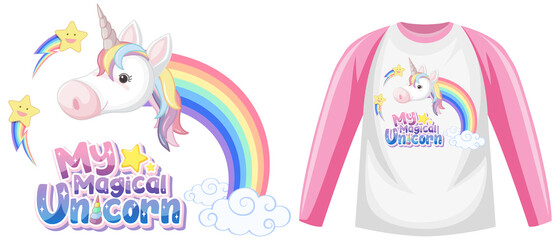 Raglan long sleeve t-shirt unicorn theme