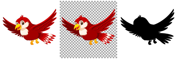 Cute red bird cartoon character