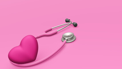 A pink stethoscope and a heart