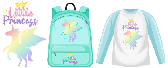 Set of unicorn backpack and cap