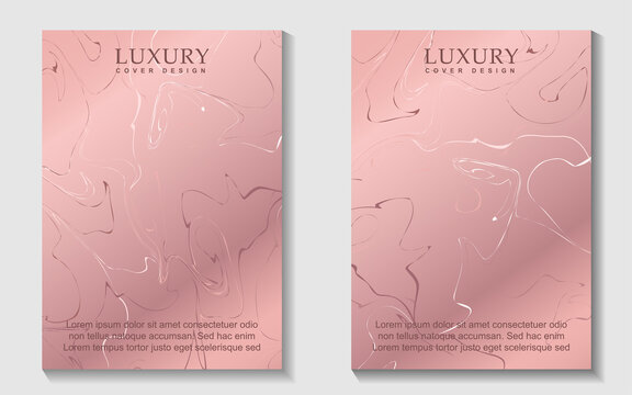 Collection Of Luxury Covers Design Template With Elegant Rose Gold Element. Vector Layout Premium Vip Style For Books, Magazines, Catalogs, Poster Celebration, Flyer Anniversary, Package