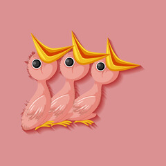 Hungry chicks cartoon character