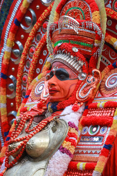 image of theyyam ,a god in Hindu culture in Kerala India