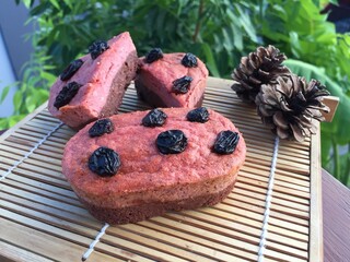 ฺBeetroot long cup cake that No butter, No  flour, No sugar, No butter