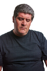 Sad man in a black T-shirt