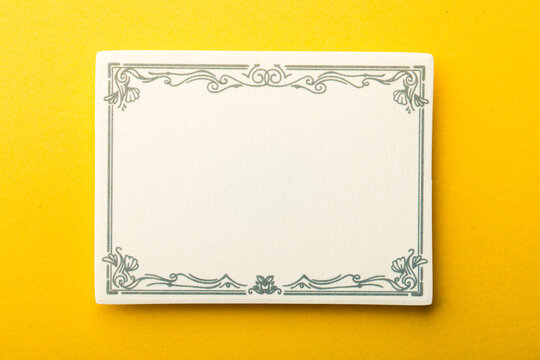 Blank Frame Label On Yellow Background