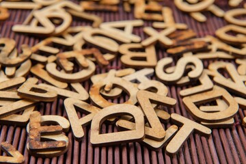 wooden fonts scattered disorderly