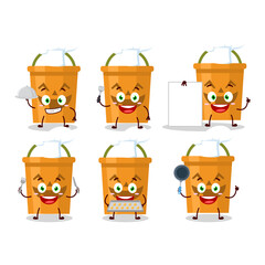 Cartoon character of halloween bucket with various chef emoticons