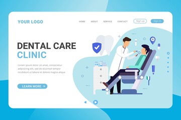Landing page template dental care clinic design concept
