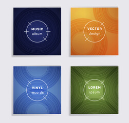Abstract vinyl records music album covers set.