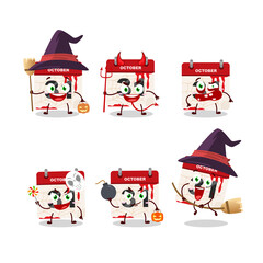 Halloween expression emoticons with cartoon character of halloween calendar