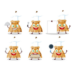 Cartoon character of witch broom with various chef emoticons