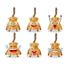 Cartoon character of witch broom with smile expression