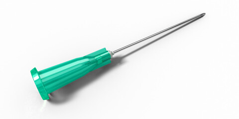 Syringe needle. Injector needle. 3D. 3D render