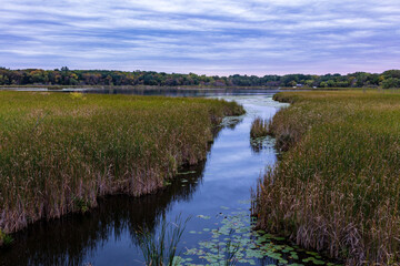 Sunset at a lake in  Minneapolis