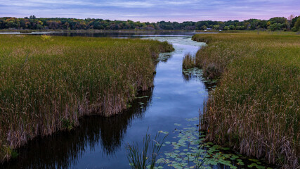 Sunset at a lake in  Minneapolis
