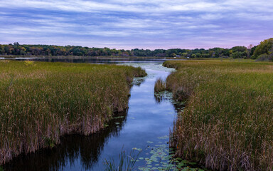 Sunset at a lake in  Minneapolis
